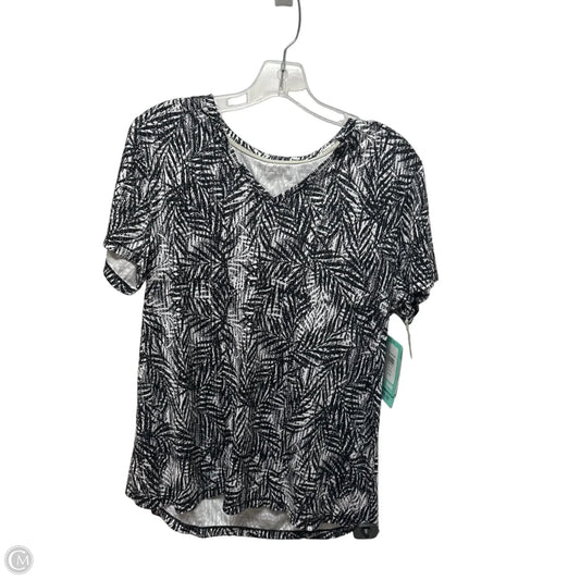 Athletic Top Short Sleeve By Reel Legends In Black & White, Size: L