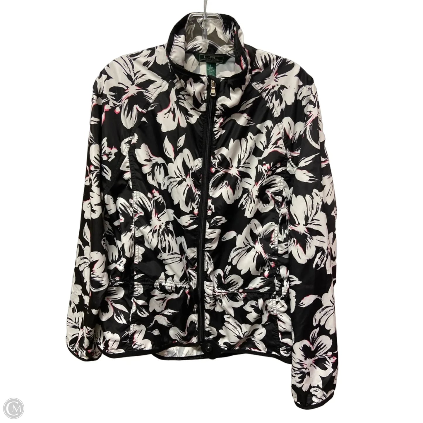 Athletic Jacket By Ralph Lauren In Black & White, Size: L