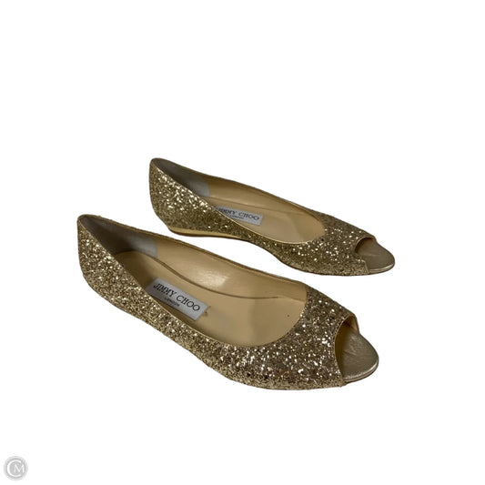 Shoes Luxury Designer By Jimmy Choo In Gold, Size: 7.5