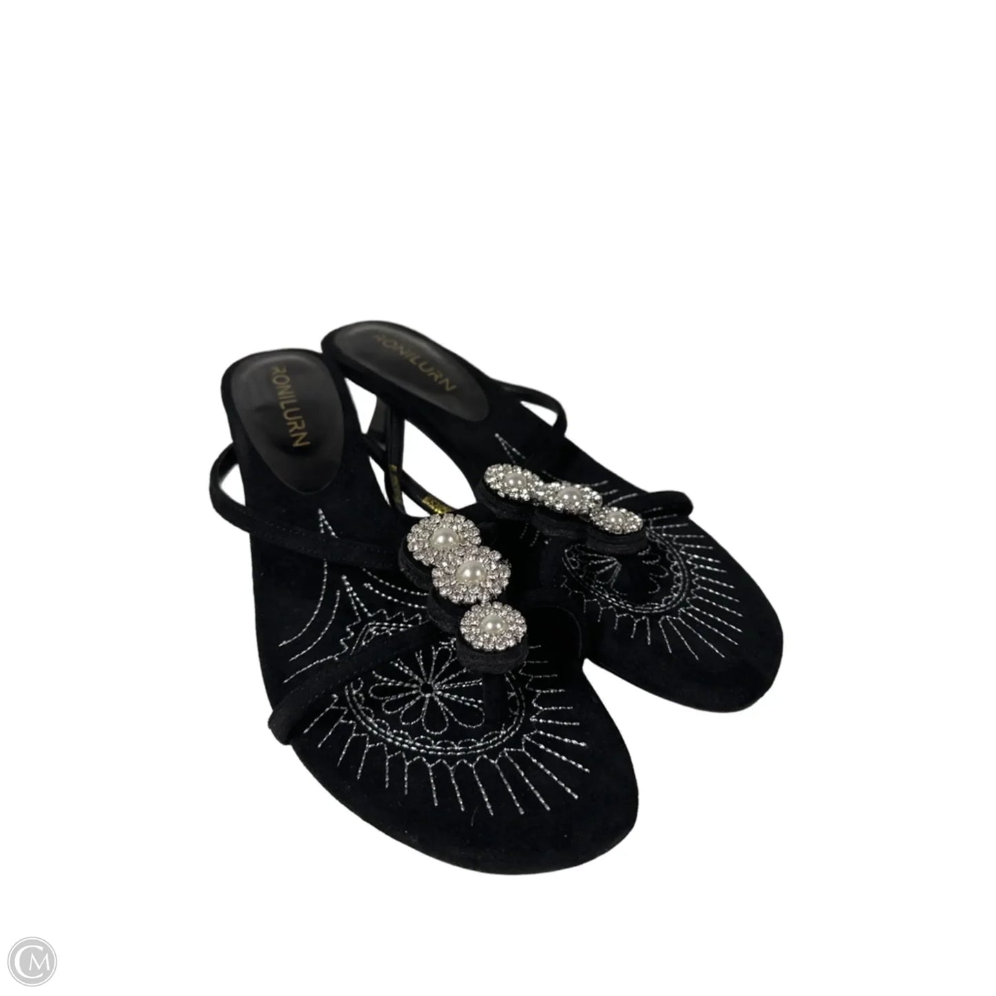 Sandals Heels Kitten By Clothes Mentor In Black, Size: 10