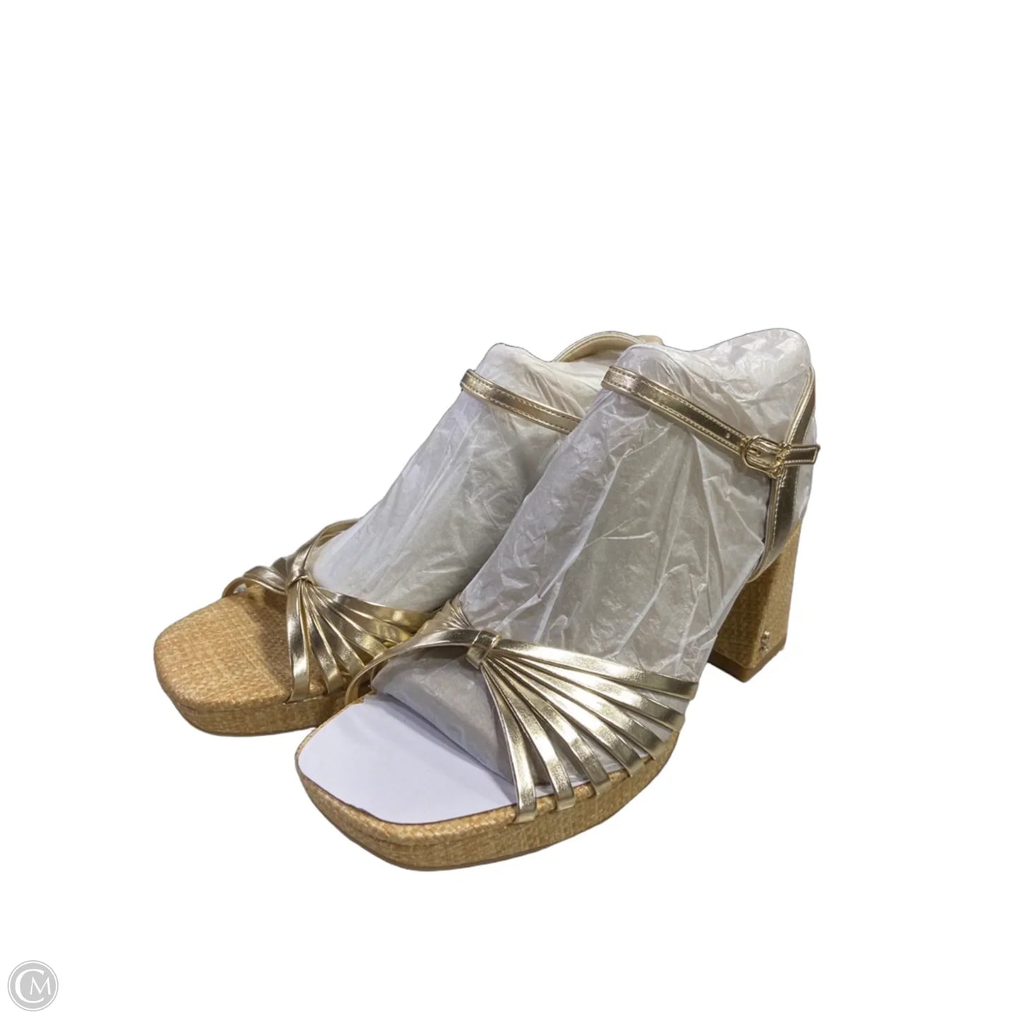 Sandals Heels Block By Sam And Libby In Gold, Size: 7.5
