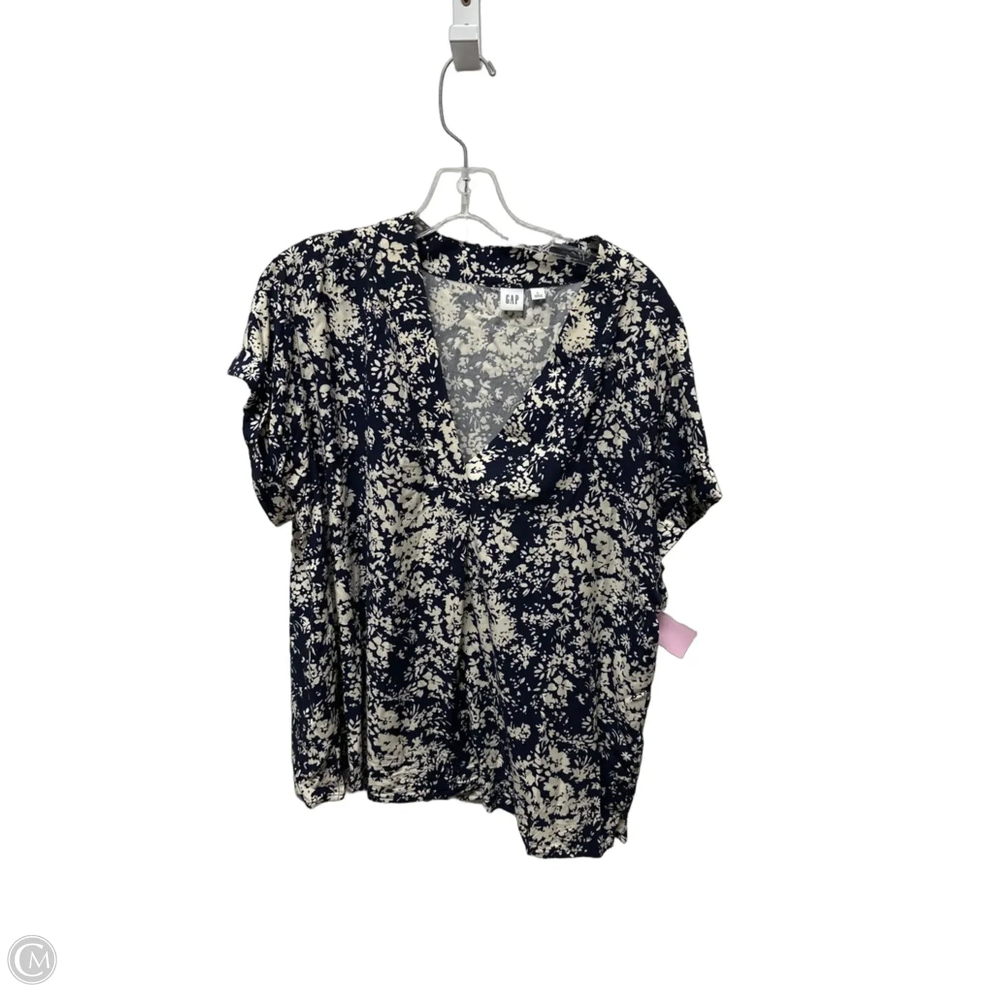 Top Short Sleeve Basic By Gap In Blue & White, Size: L