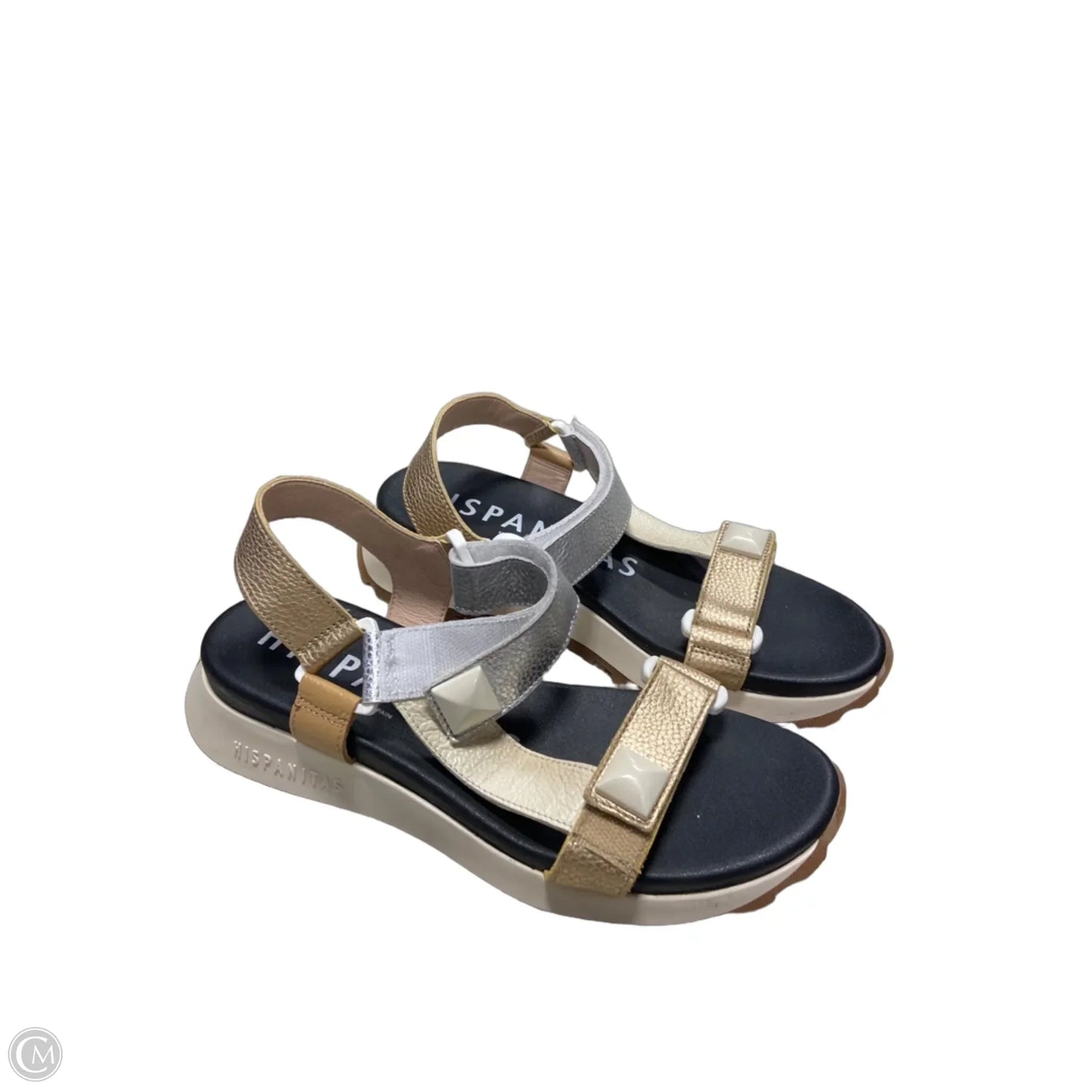 Sandals Flats By Cmb In Gold & Grey, Size: 8.5