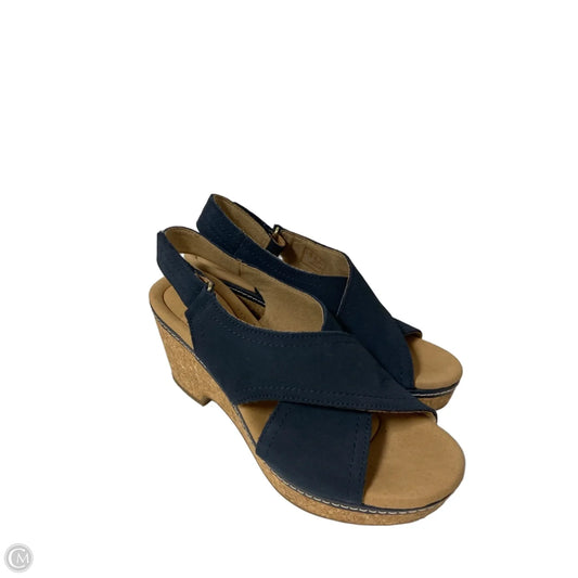 Sandals Heels Wedge By Clarks In Navy, Size: 8