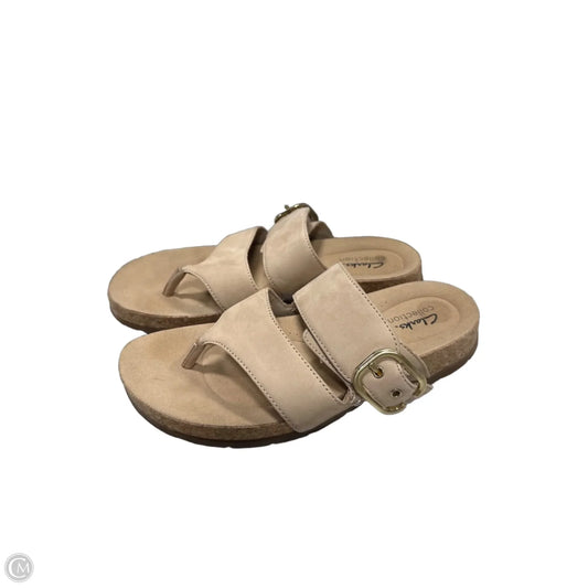 Sandals Flip Flops By Clarks In Tan, Size: 9
