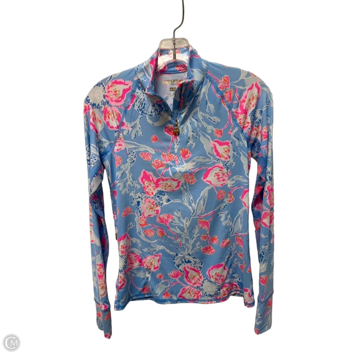 Top Long Sleeve Designer By Lilly Pulitzer In Blue & Pink, Size: Xxs