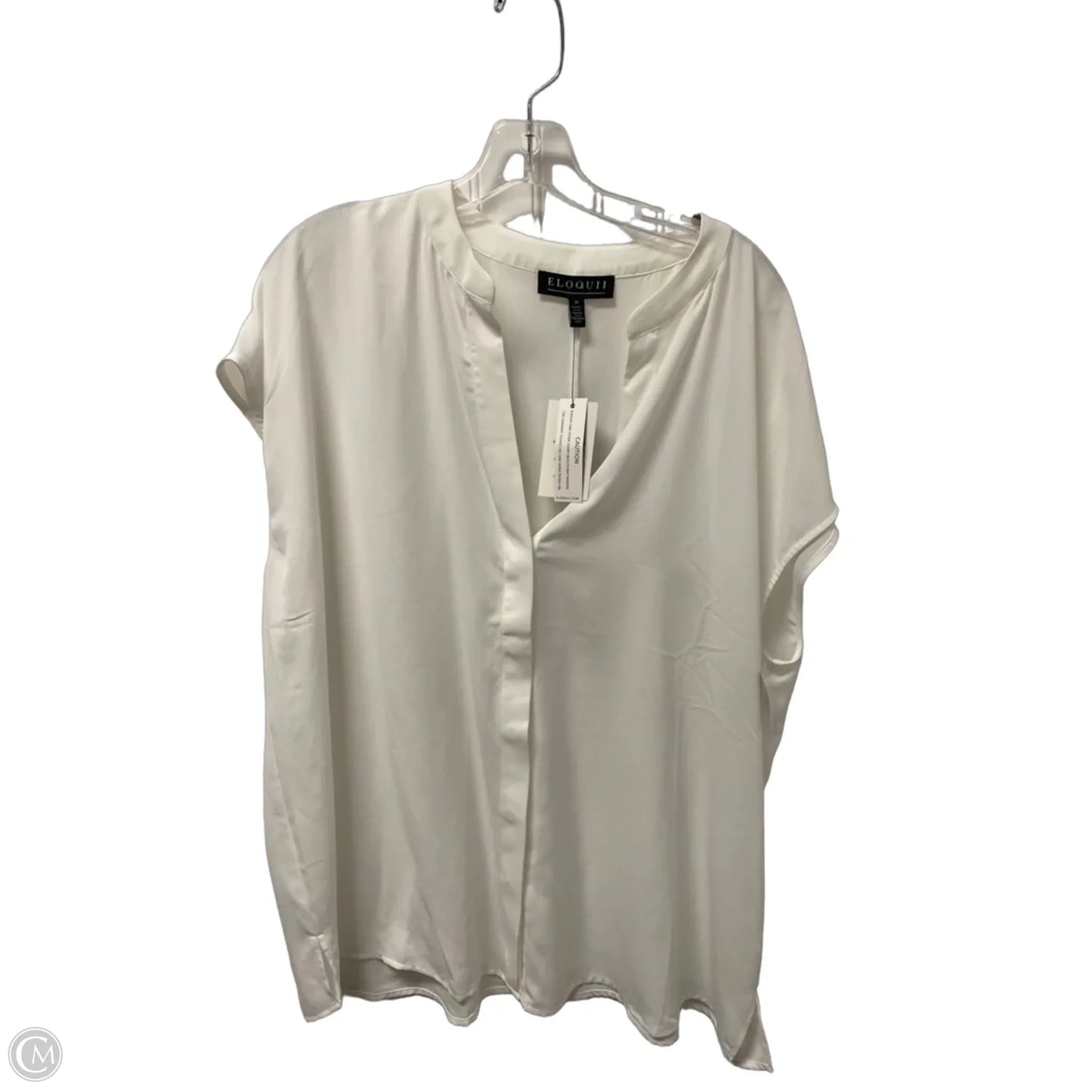 Top Short Sleeve By Eloquii In White, Size: 2x