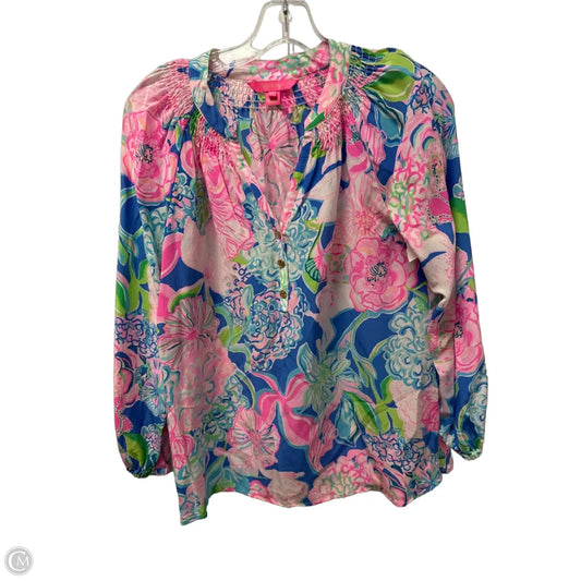 Top Long Sleeve Designer By Lilly Pulitzer In Floral Print, Size: Xs