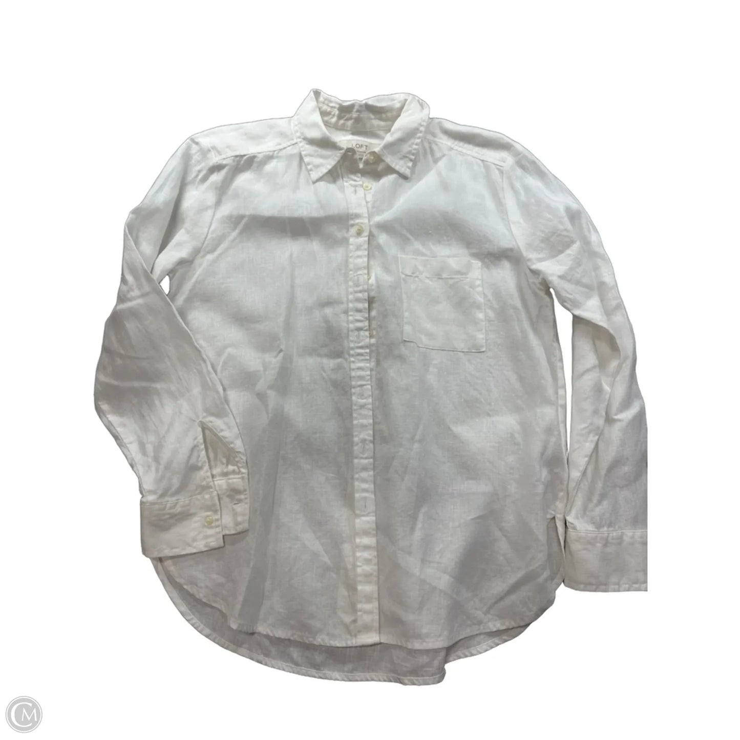 Top Long Sleeve By Loft In White, Size: S