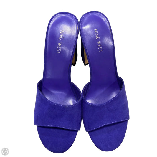 Sandals Heels Block By Nine West In Purple, Size: 10