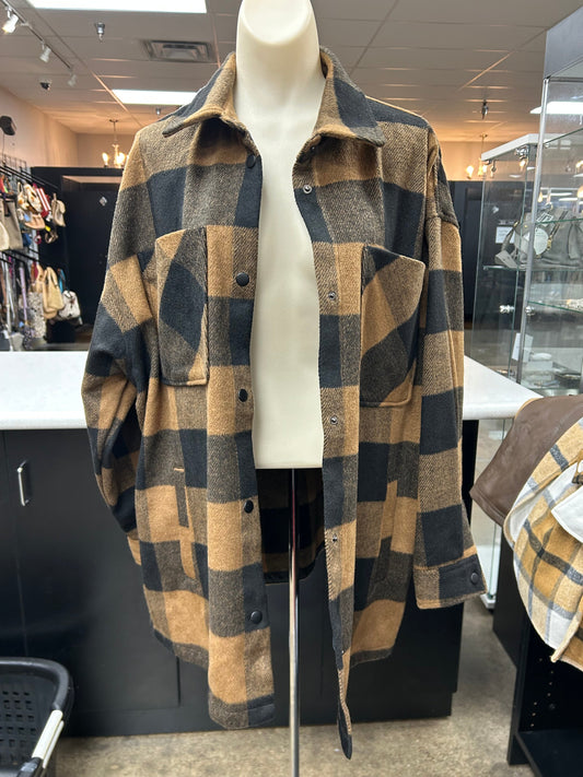 Jacket Shirt By Divided In Black & Brown, Size:M