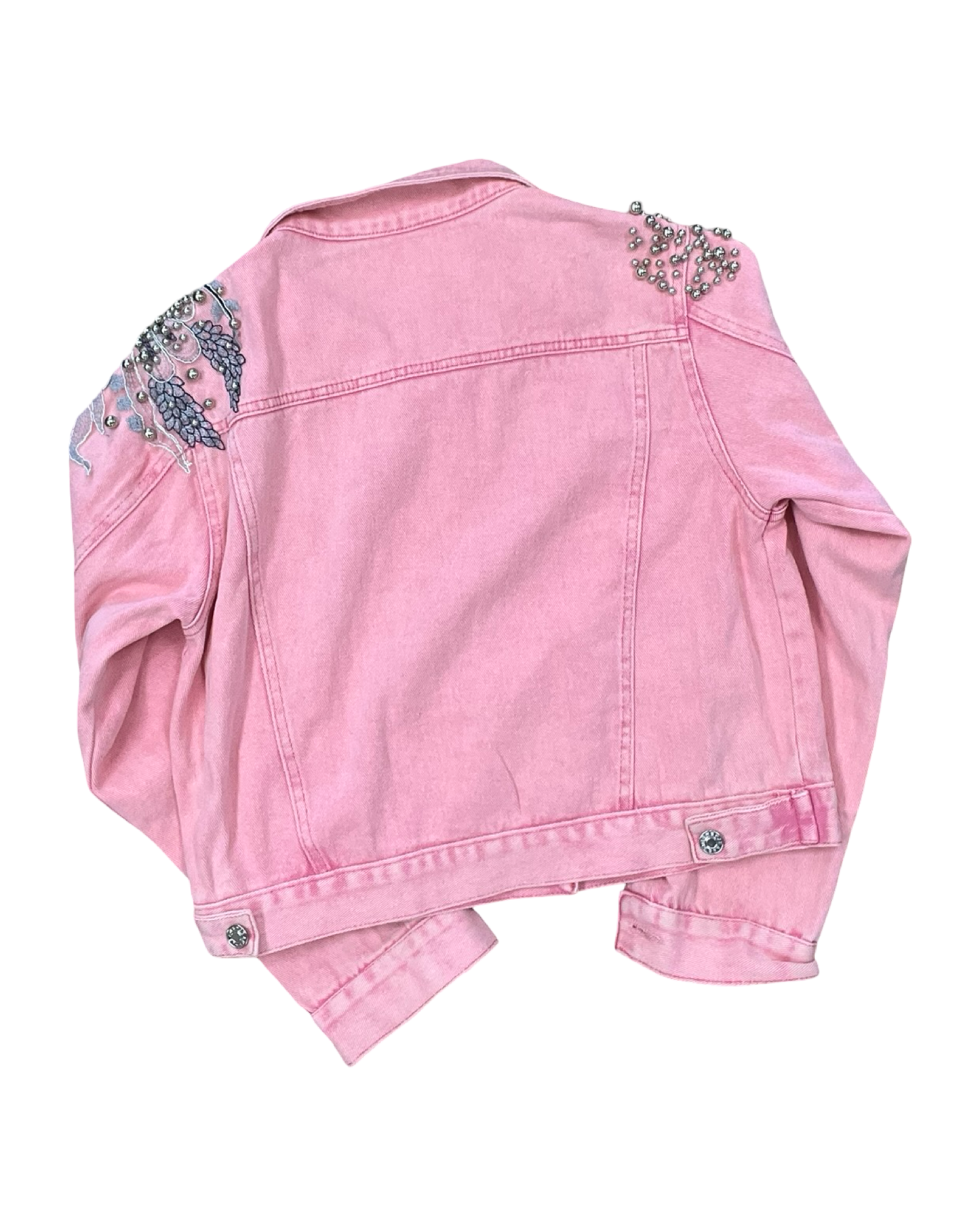 Jacket Denim By Clothes Mentor In Pink Denim, Size:L
