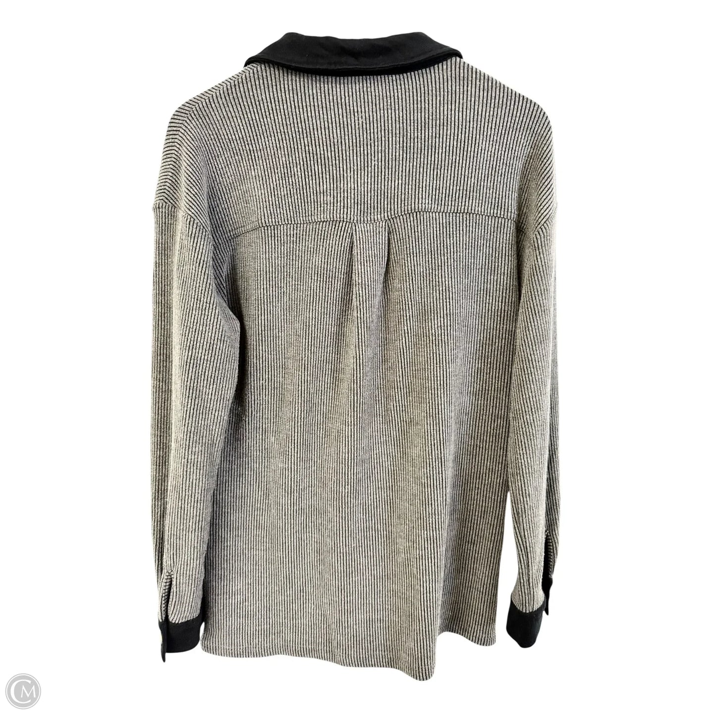 Jacket Shirt By Hem & Thread In Black & Grey, Size: L