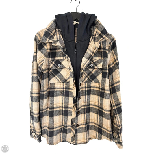 Jacket Shirt By Hem & Thread In Blue & Tan, Size: L