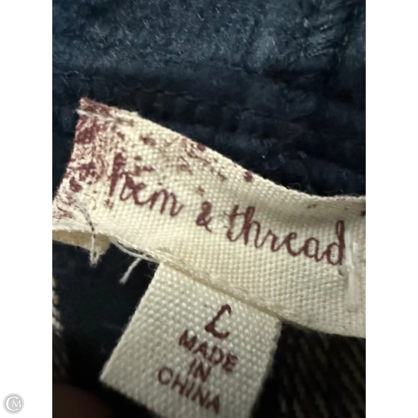 Jacket Shirt By Hem & Thread In Blue & Tan, Size: L