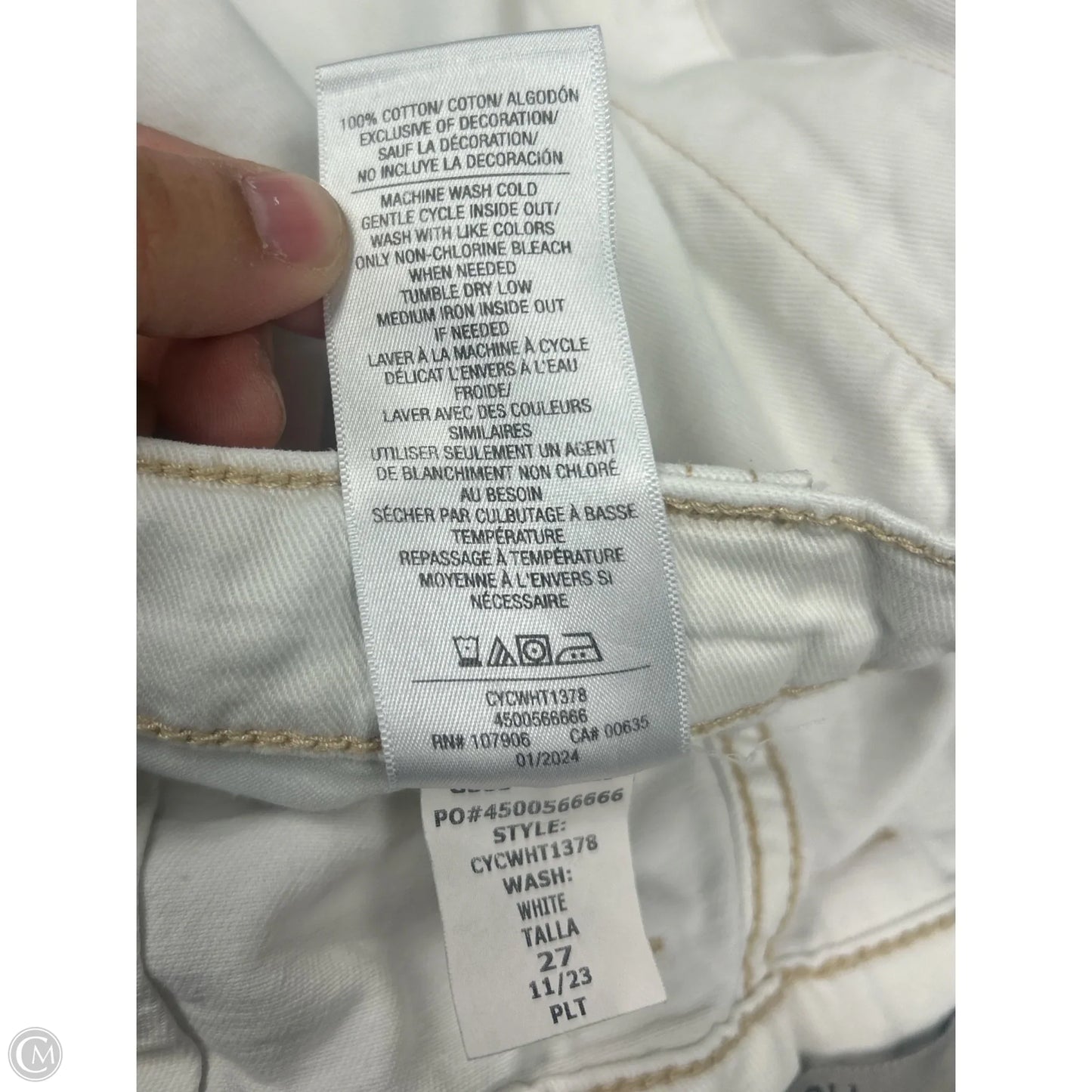 Jeans Wide Leg By Hudson In White Denim, Size: 4