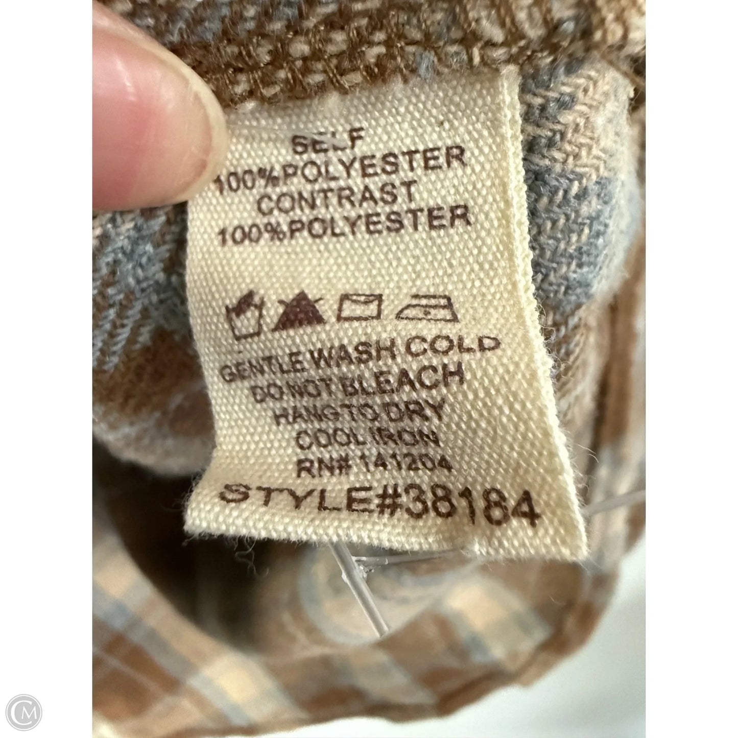 Jacket Shirt By Hem & Thread In Orange & Tan, Size: S