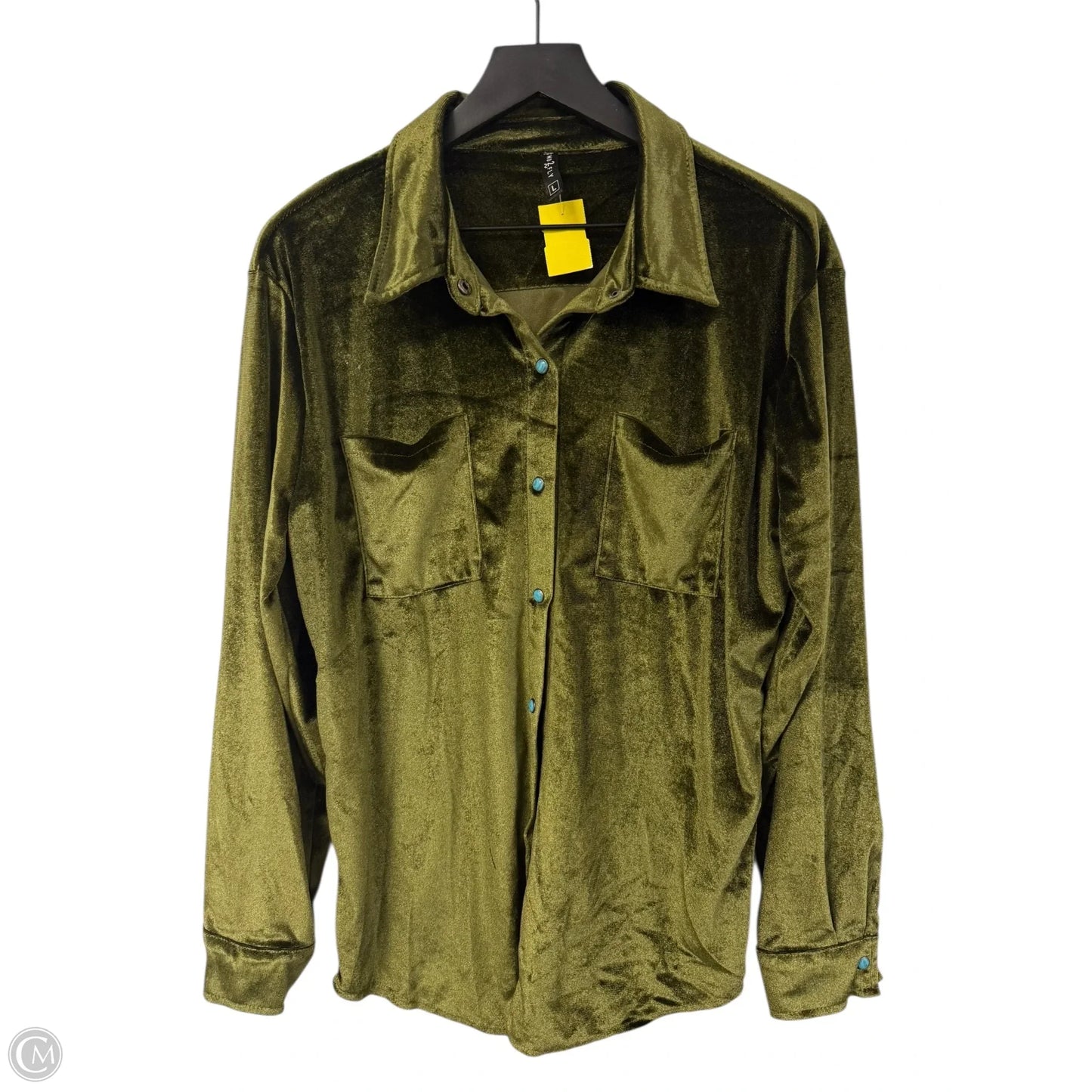 Blouse Long Sleeve By Clothes Mentor In Green, Size: L