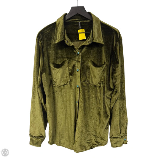 Blouse Long Sleeve By Clothes Mentor In Green, Size: L
