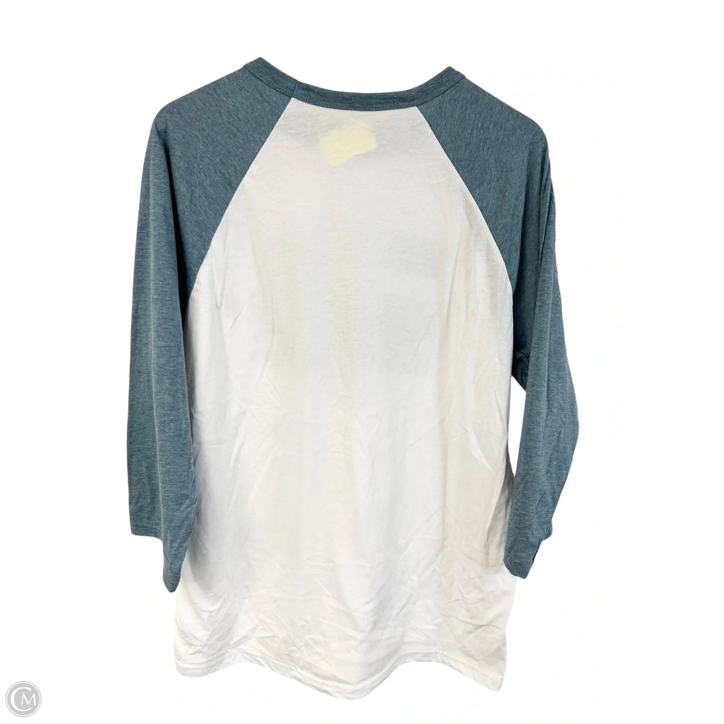 Top Long Sleeve By Bella + Canvas In Blue & White, Size: L