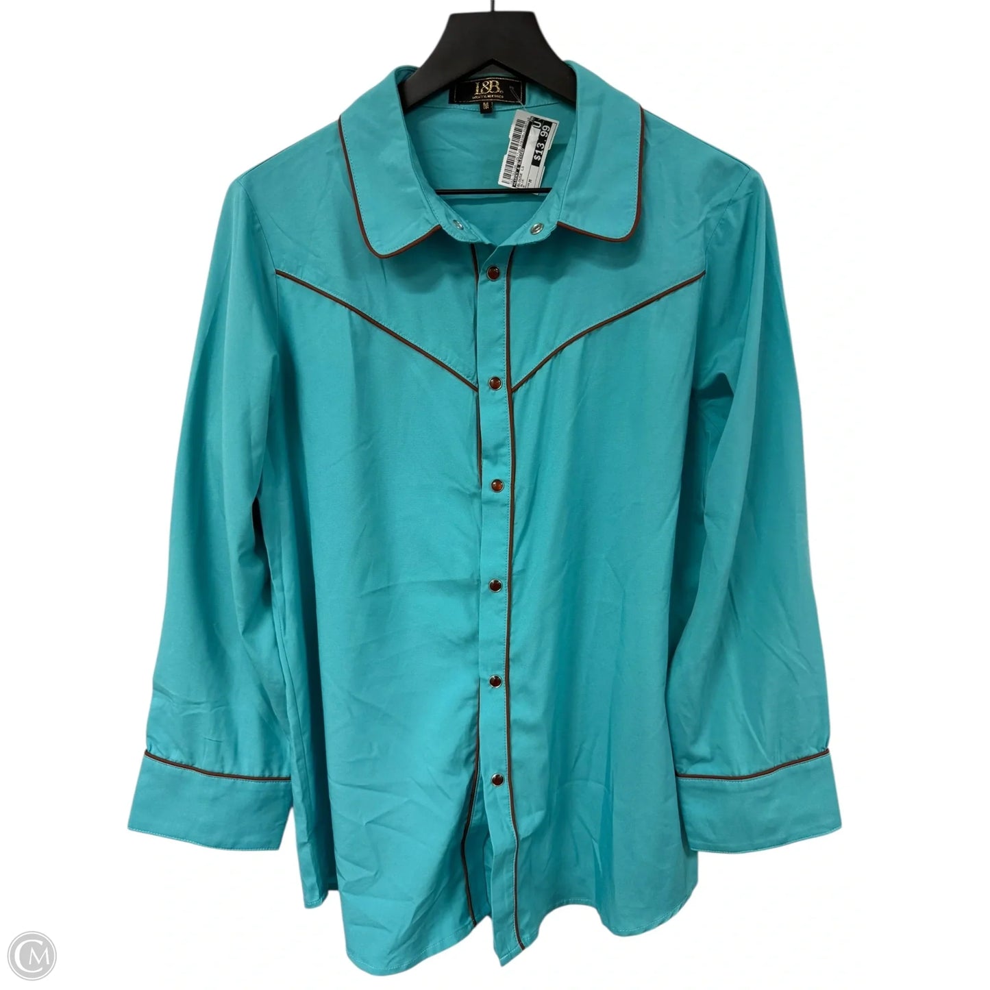 Blouse Long Sleeve By Lucky & Blessed In Blue, Size: M
