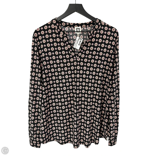 Top Long Sleeve By Anne Klein In Black & Pink, Size: L