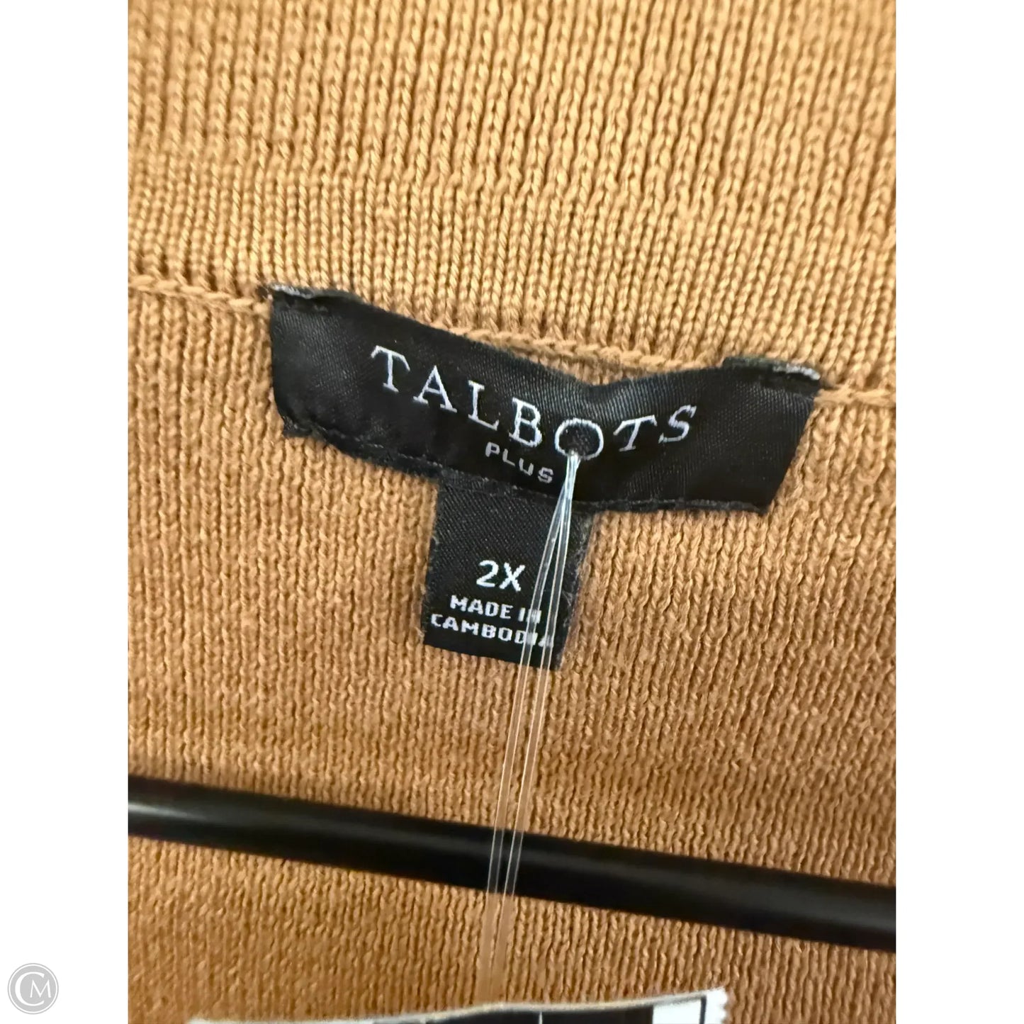 Top Long Sleeve By Talbots In Tan & White, Size: 2x