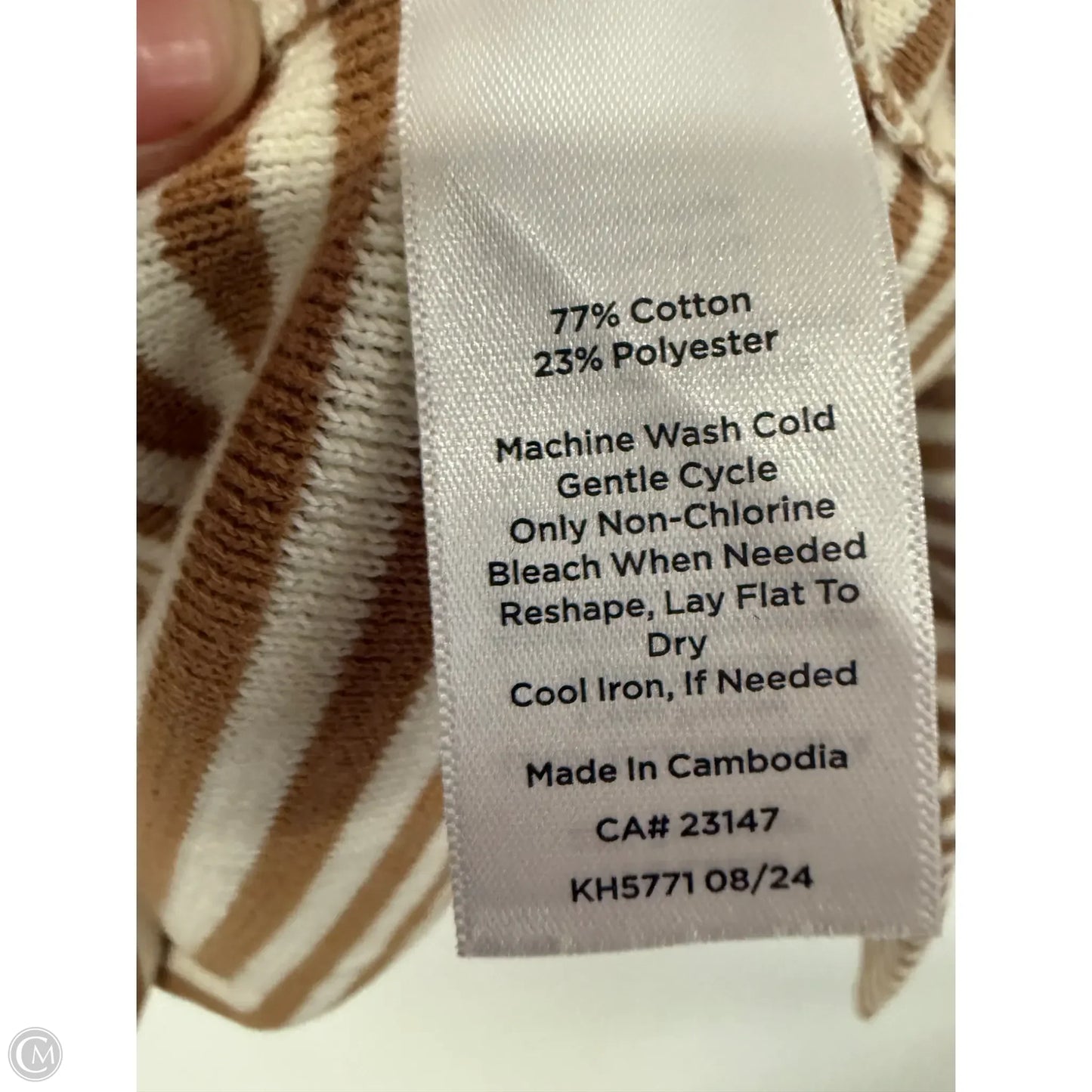 Top Long Sleeve By Talbots In Tan & White, Size: 2x