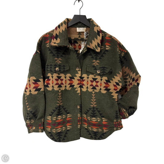 Jacket Shirt By New In In Green & Tan, Size: S