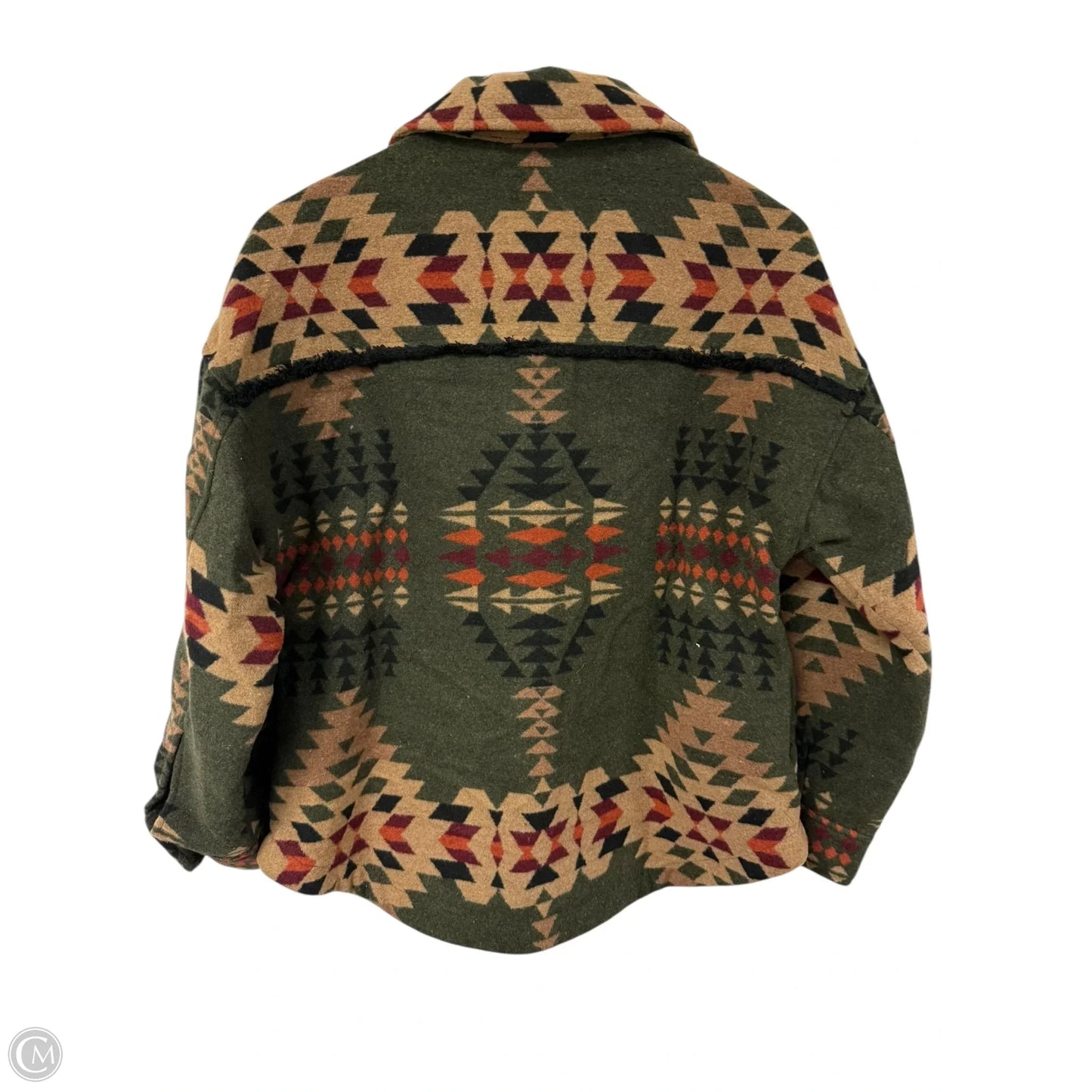 Jacket Shirt By New In In Green & Tan, Size: S