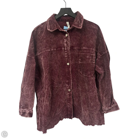 Jacket Shirt By Zenana In Purple, Size: L