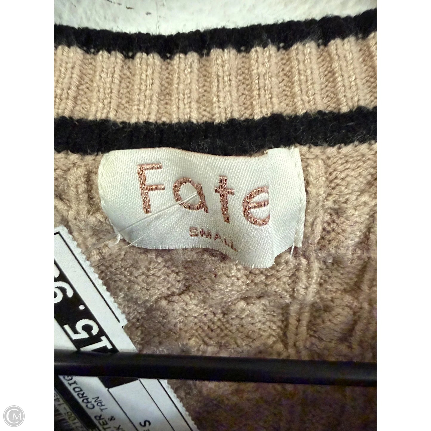 Sweater Cardigan By Fate In Black & Tan, Size: S