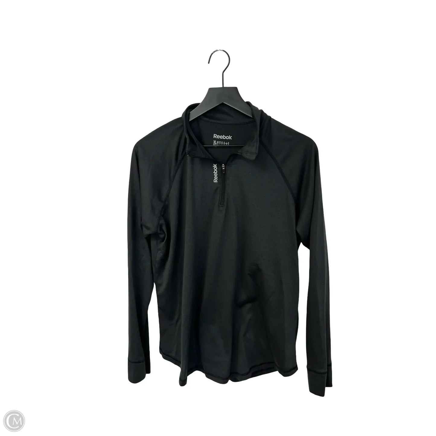 Athletic Top Long Sleeve Collar By Reebok In Black, Size: Xl