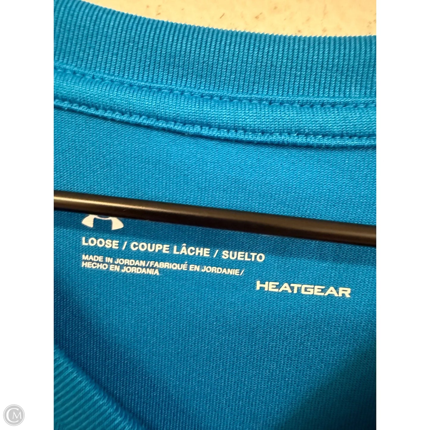 Athletic Top Short Sleeve By Under Armour In Blue, Size: L