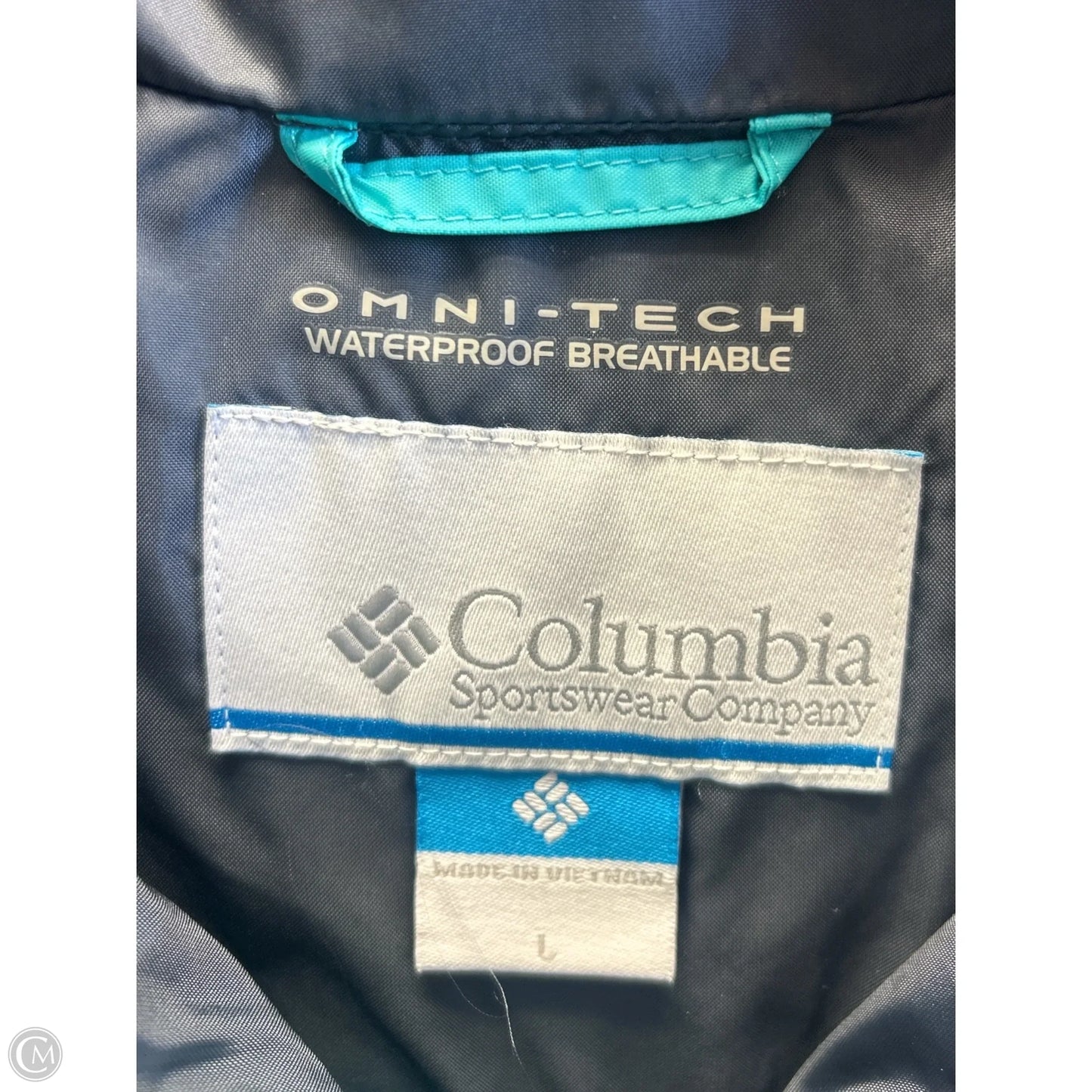Jacket Windbreaker By Columbia In Blue, Size: L