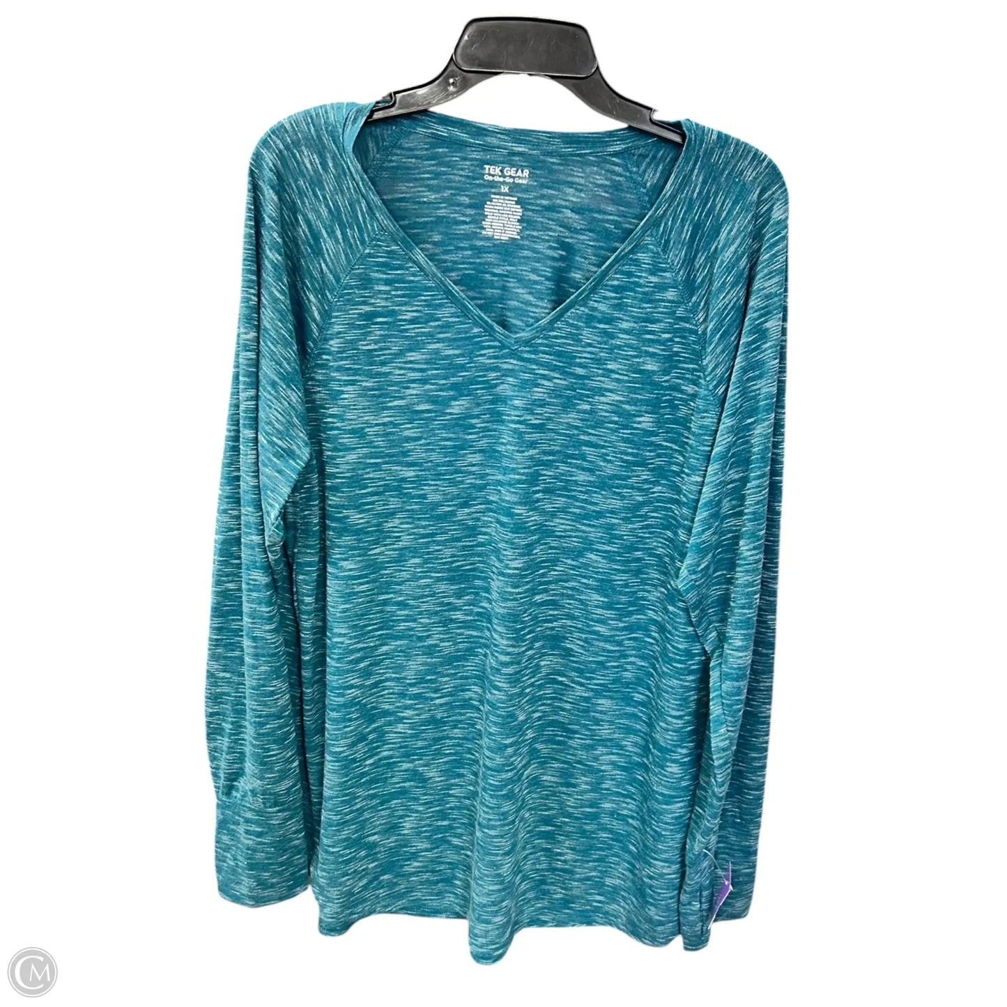 Athletic Top Long Sleeve Crewneck By Tek Gear In Green, Size: 1x