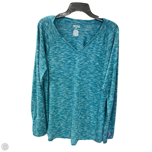 Athletic Top Long Sleeve Crewneck By Tek Gear In Green, Size: 1x