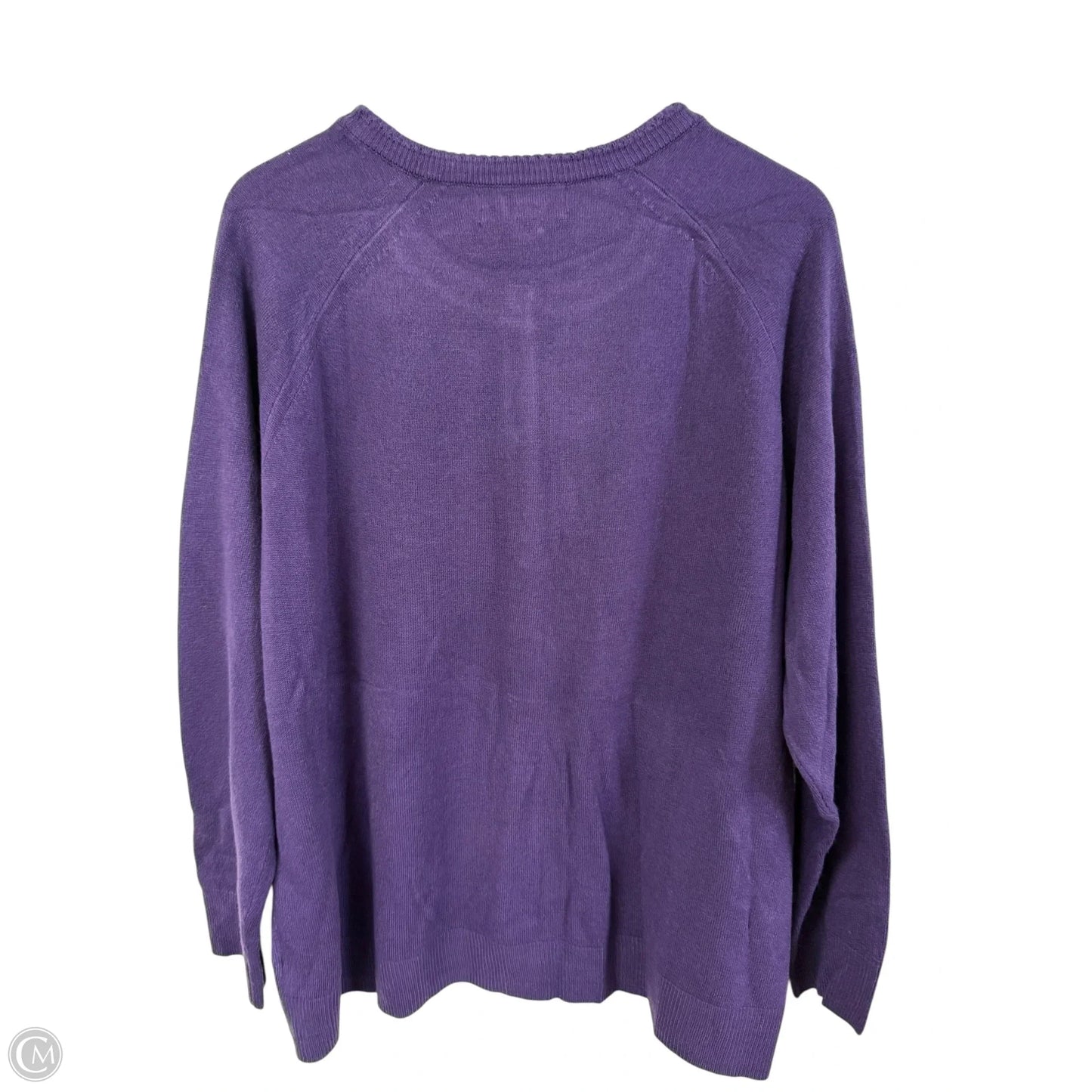 Sweater Cardigan By Karen Scott In Purple, Size: 2x
