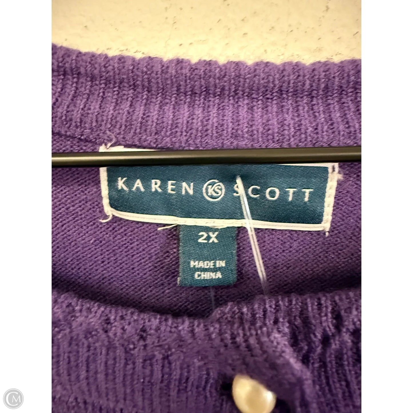 Sweater Cardigan By Karen Scott In Purple, Size: 2x