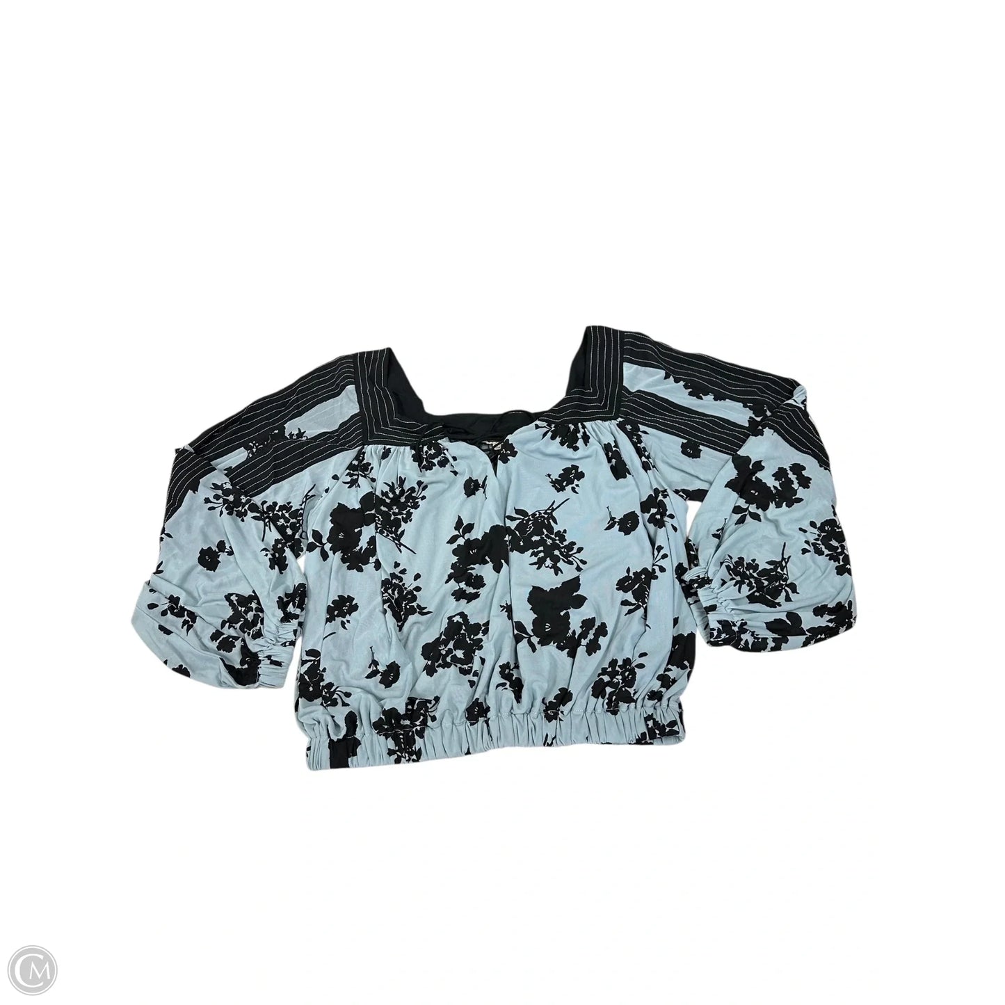 Top Long Sleeve By Cmc In Black & Blue, Size: S