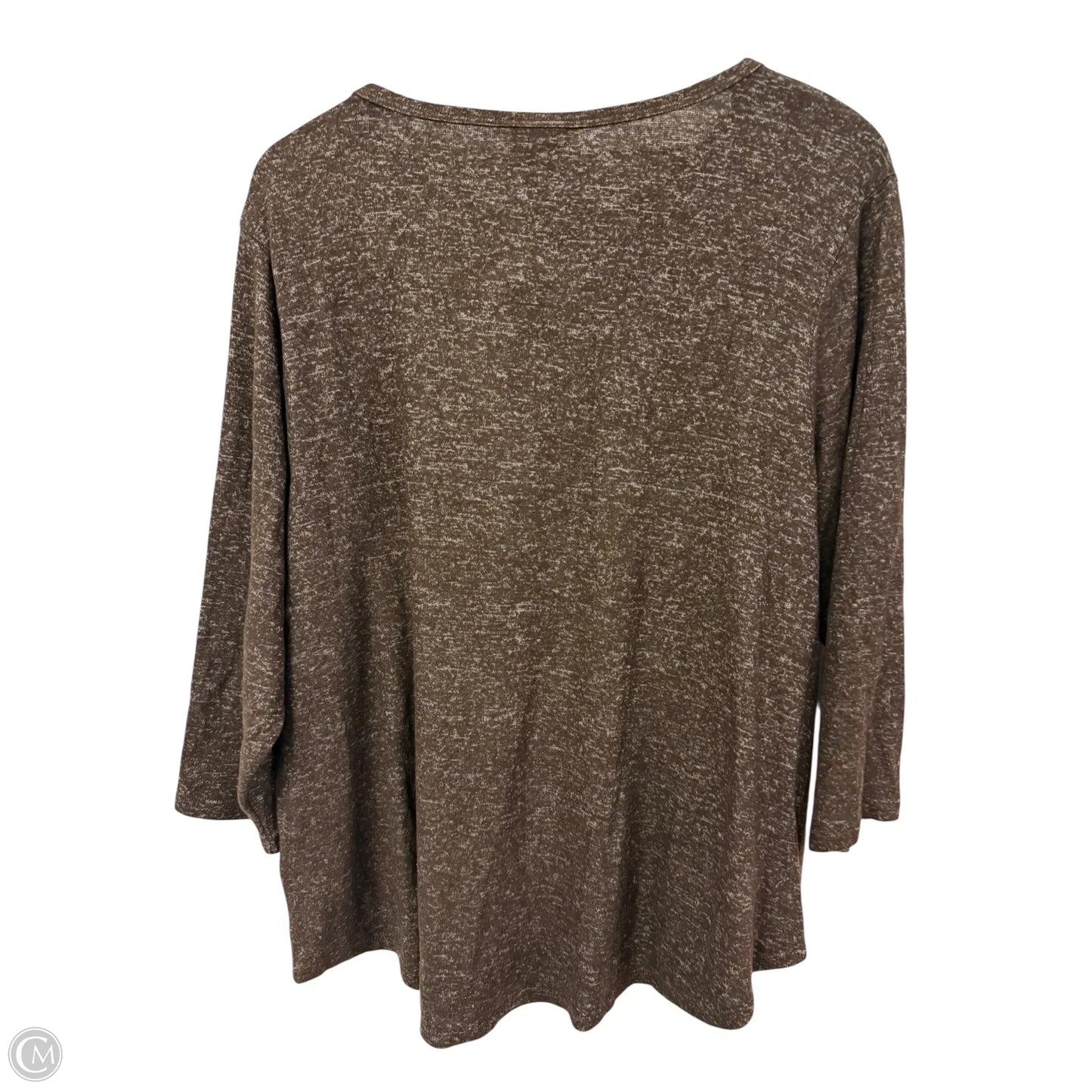 Top Long Sleeve By Bobeau In Brown, Size: 1x