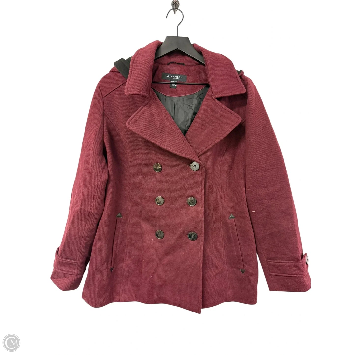 Coat Peacoat By Liverpool In Black & Red, Size: Xxl