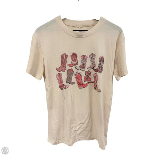 Top Short Sleeve Basic By Cme In Cream, Size: M