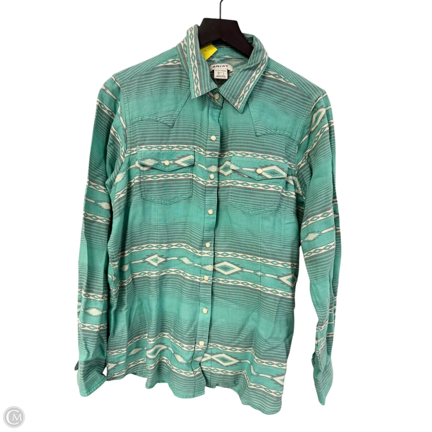 Blouse Long Sleeve By Ariat In Green, Size: L