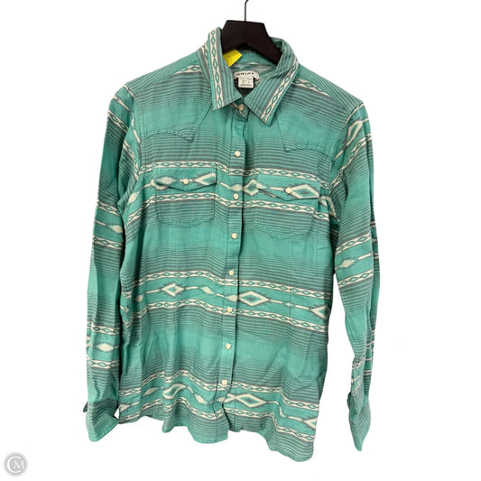 Blouse Long Sleeve By Ariat In Green, Size: L