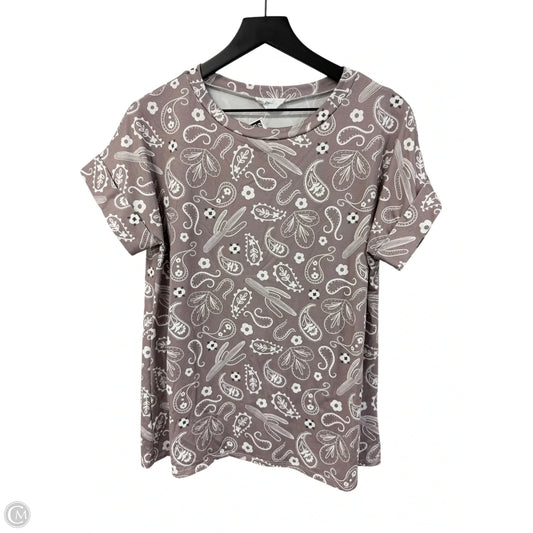 Top Short Sleeve By Clothes Mentor In Tan & White, Size: M