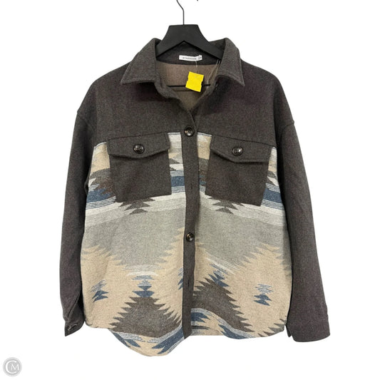 Jacket Shirt By Staccato In Grey & Tan, Size: M