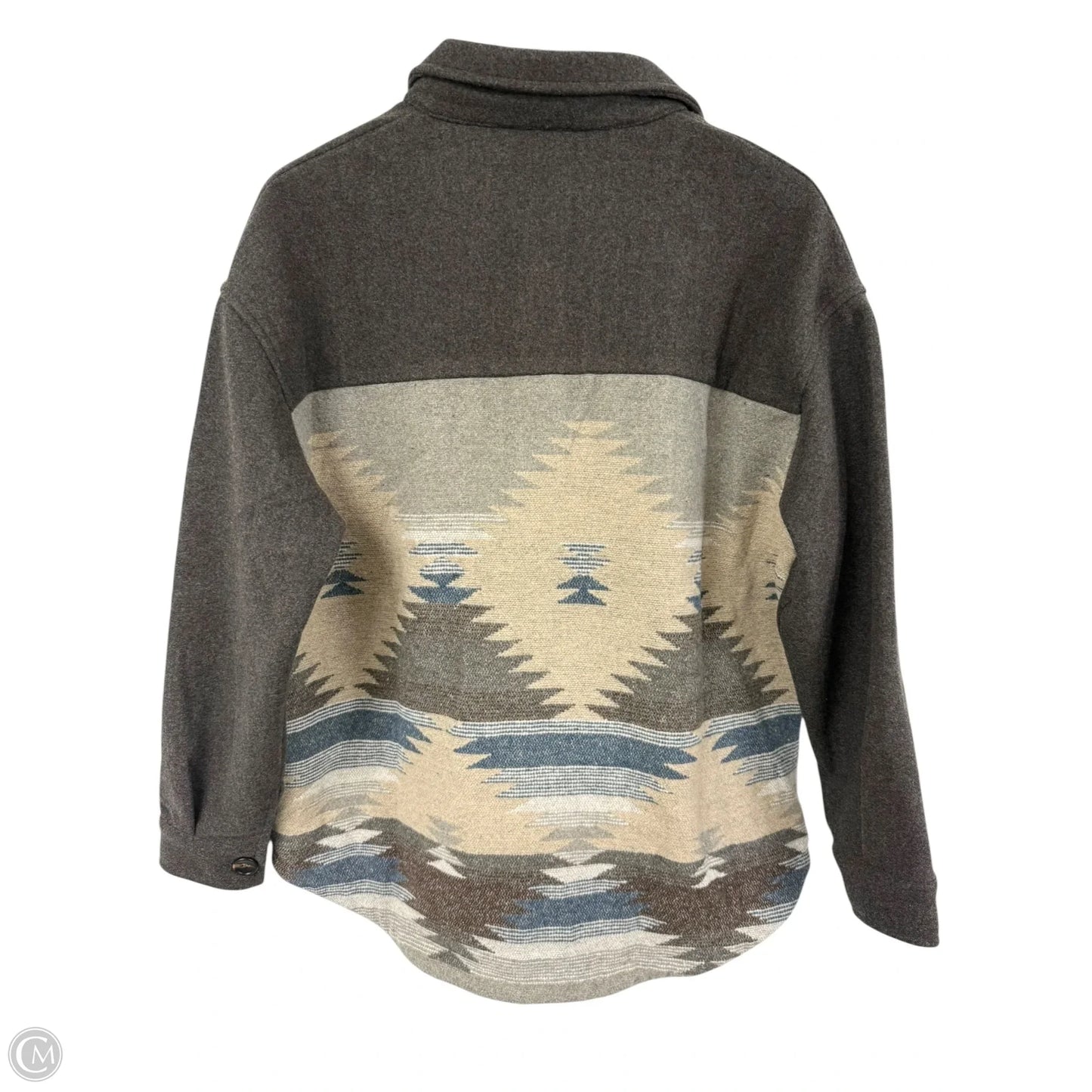 Jacket Shirt By Staccato In Grey & Tan, Size: M