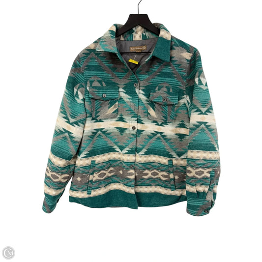 Jacket Shirt By Clothes Mentor In Green & Grey, Size: L