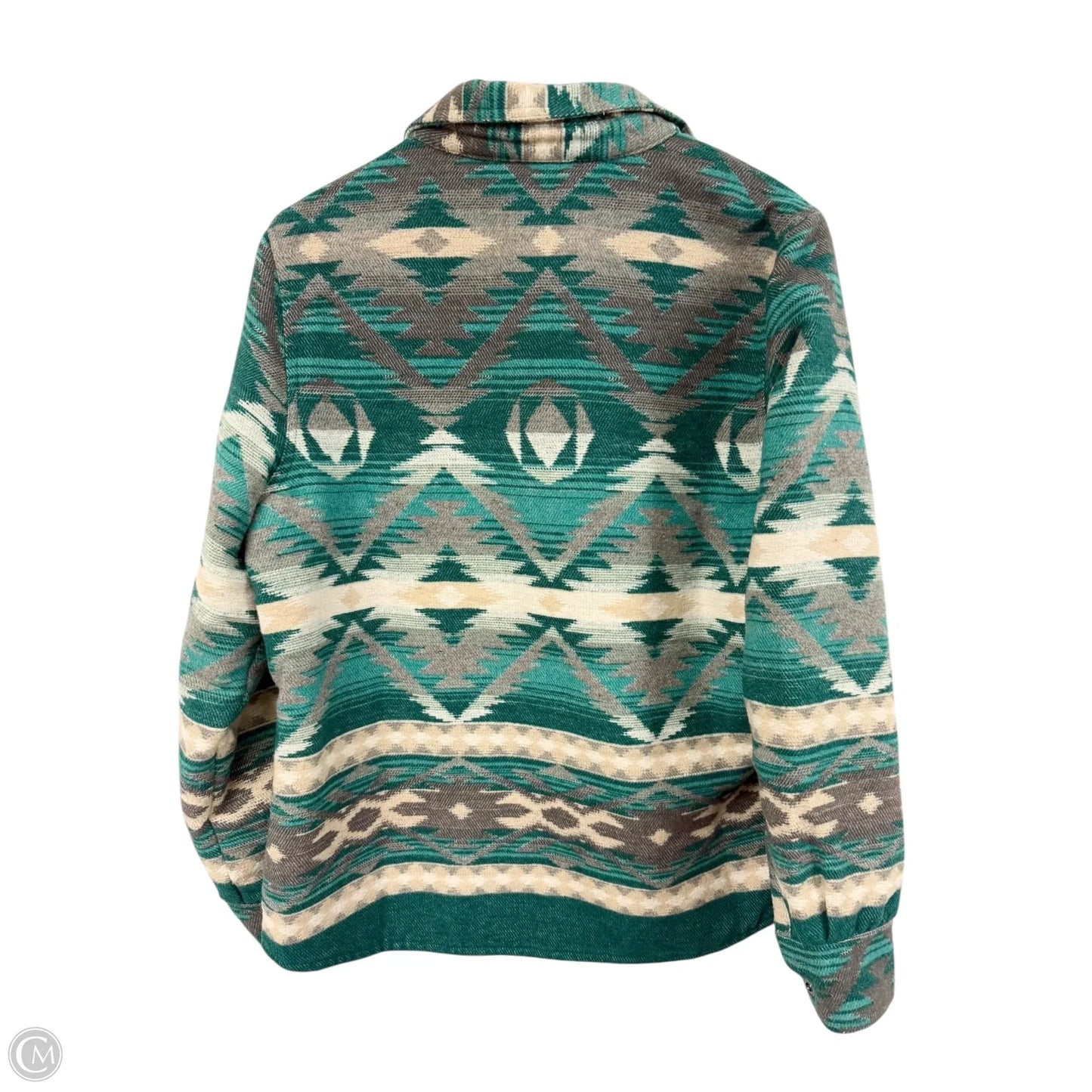 Jacket Shirt By Clothes Mentor In Green & Grey, Size: L